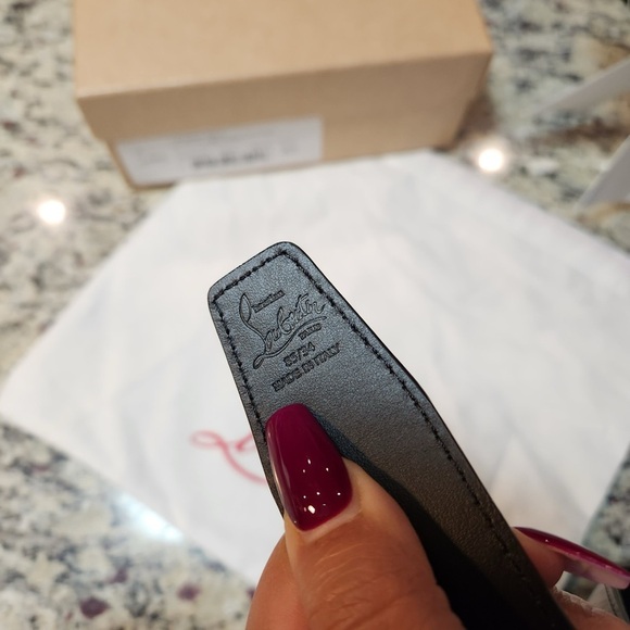 NEW Christian Louboutin Black Hardware and Black Snake Embossed Belt Size 85 - Picture 4 of 7